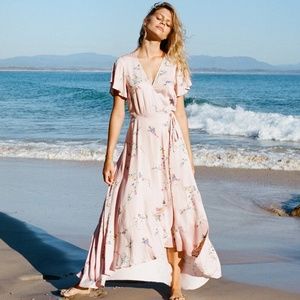 Auguste the Label Pink Floral Maxi Wrap Dress NWT